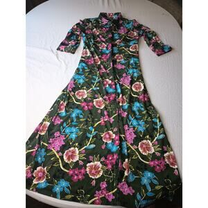 Brooke Shields Timeless Womens Floral Button Up Dress Floral Maxi Medium Petite